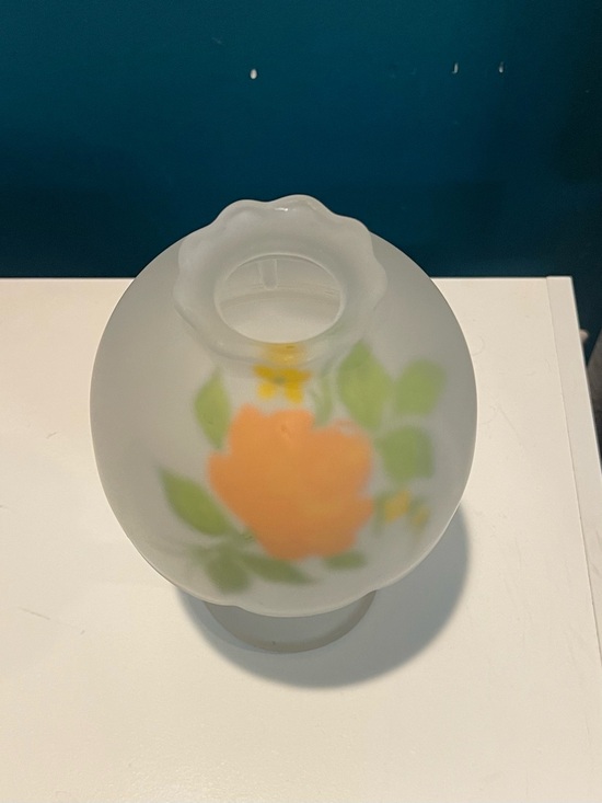 Vintage Frosted Glass Floral Fairy Lamp Style Satin Glass Candle Lamp 2 Pc main image 2